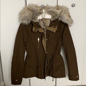Topshop fur hood jacket